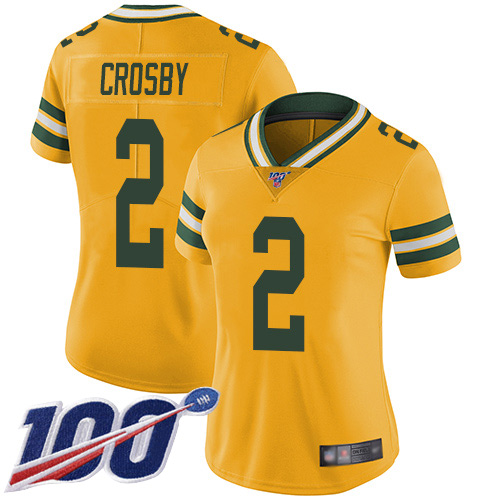 Green Bay Packers Limited Gold Women #2 Crosby Mason Jersey Nike NFL 100th Season Rush Vapor Untouchable